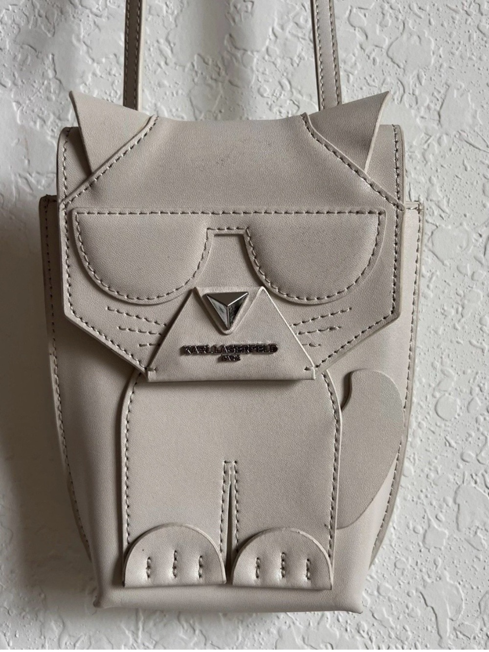 Karl Lagerfeld Cream Cat Face Mini Crossbody Bag